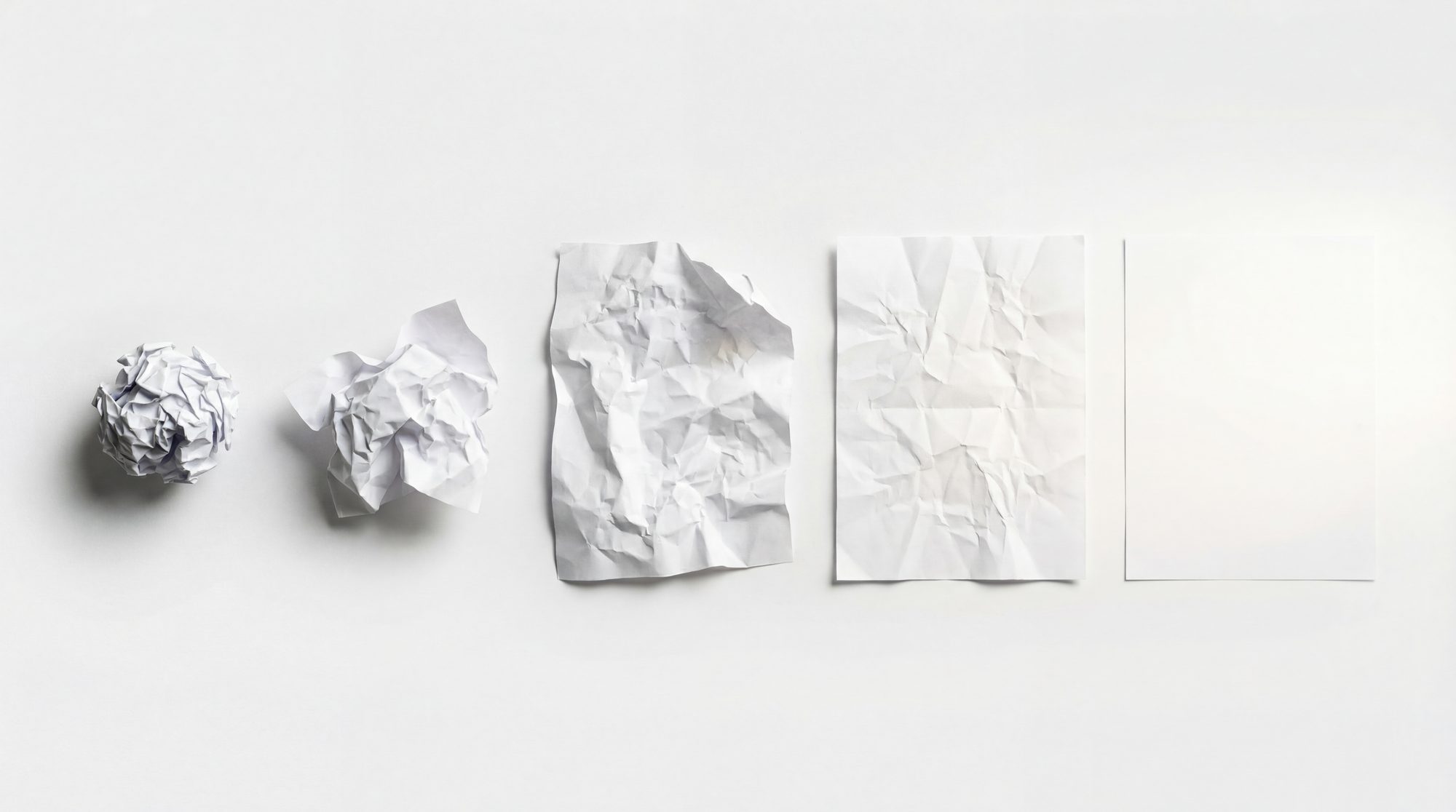 Five states of paper — from scrunched to clarity